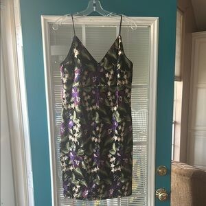Floral Sleeveless Dress - Purple and Green
